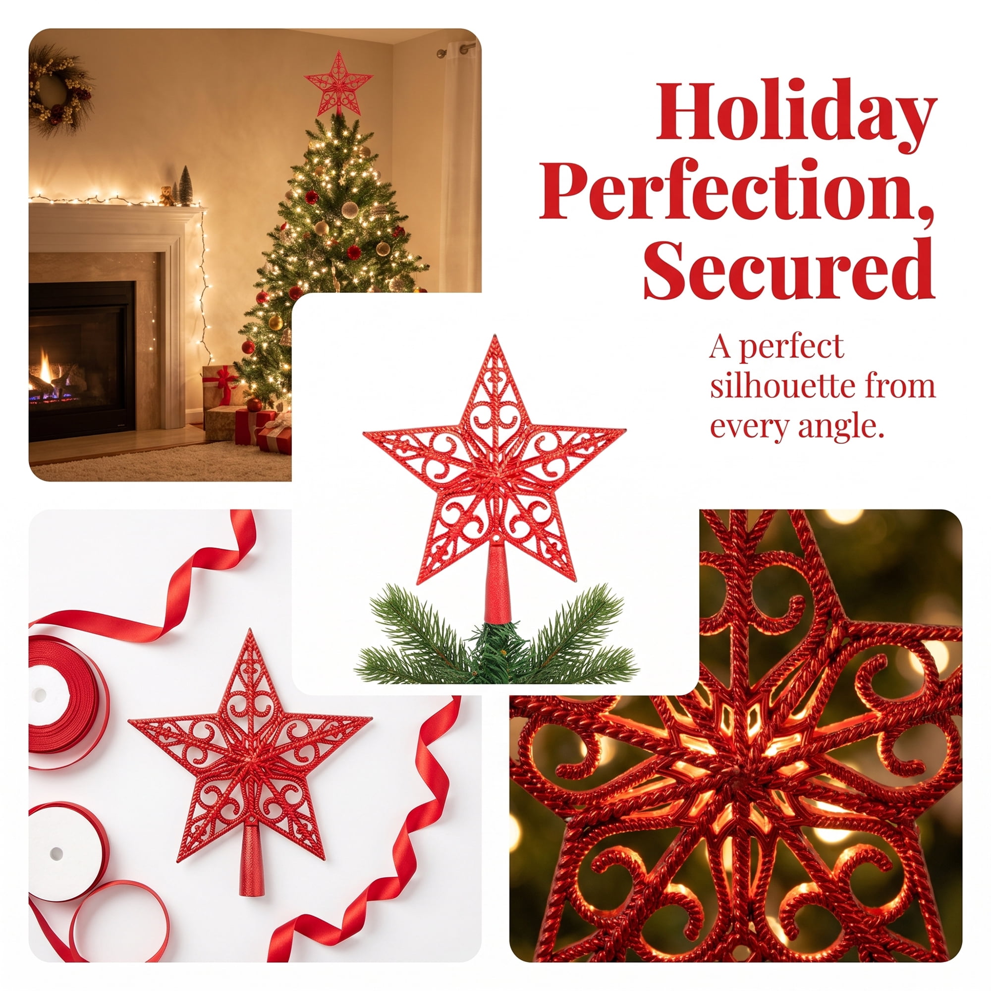 Unique Bargains Openwork Galactic Star Luxury Configurable Concealed Tree Crest Red 5.9"