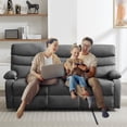 thumbnail image 6 of 3 Seater Reclining Sofa, Loveseat Recliner Sofa Set, Home Theater Seating of Anti-Scratch Leather, Living Room Furniture Sets (Gray, 3 Seater + Loveseat), 6 of 7