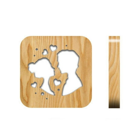 

LED Bedroom Wooden 3D Night Light Table Lamp USB Charging