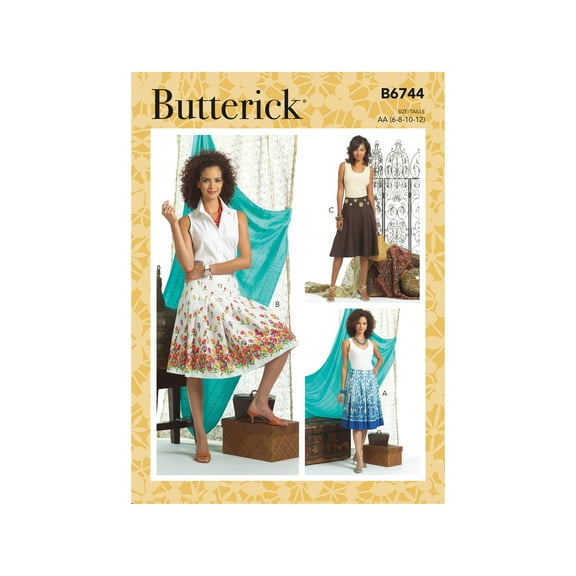 Butterick Sewing Pattern 6744 - Misses' Pleated or Flared Skirts-6-8-10-12