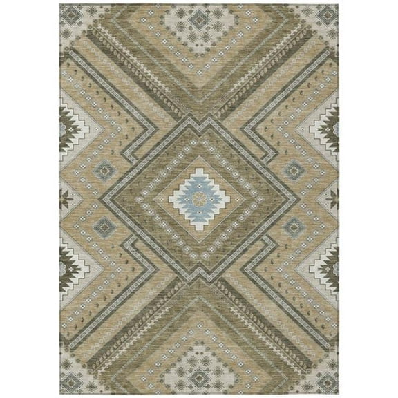 HomeRoots 598089 5 x 8 ft. Beige, Gray & Ivory Tribal Washable Indoor & Outdoor Rectangle Area Rug