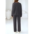 thumbnail image 3 of PRETTYGARDEN Women's 2 Piece Pullover Sweater Set Oversized V Neck Top Wide Leg Pants Fall Winter Fuzzy Lounge Outfit, 3 of 9