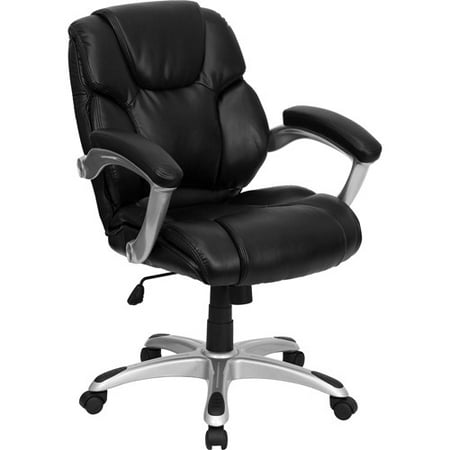 leather mid-back office computer chair, black - walmart leather mid-back office computer chair, black - walmart