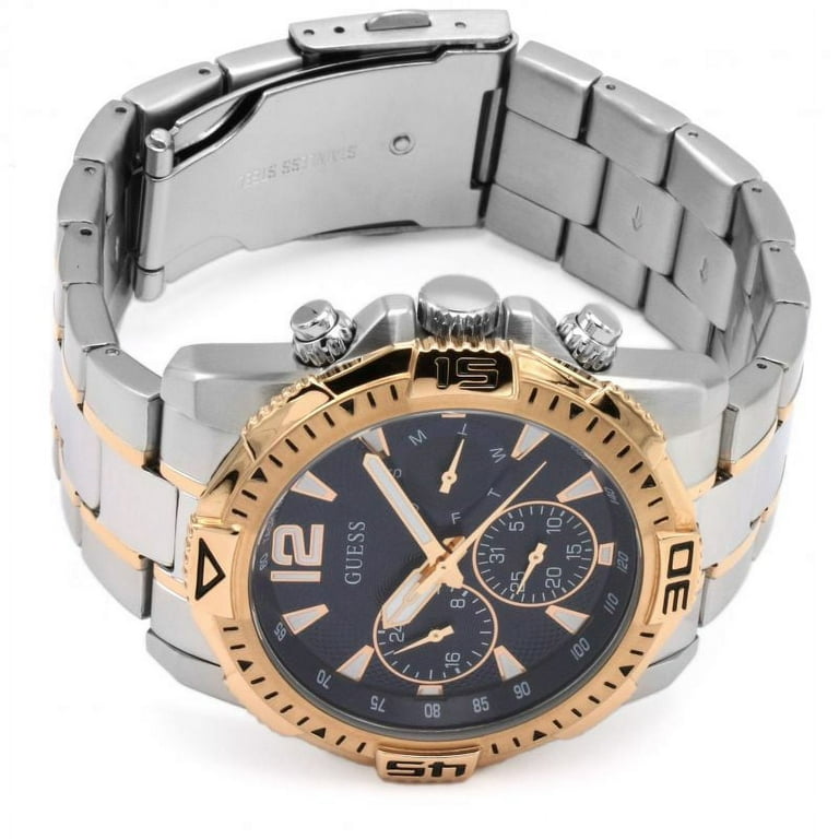 GUESS Two-Tone Silver Rose Gold Mens Watch GW0056G5
