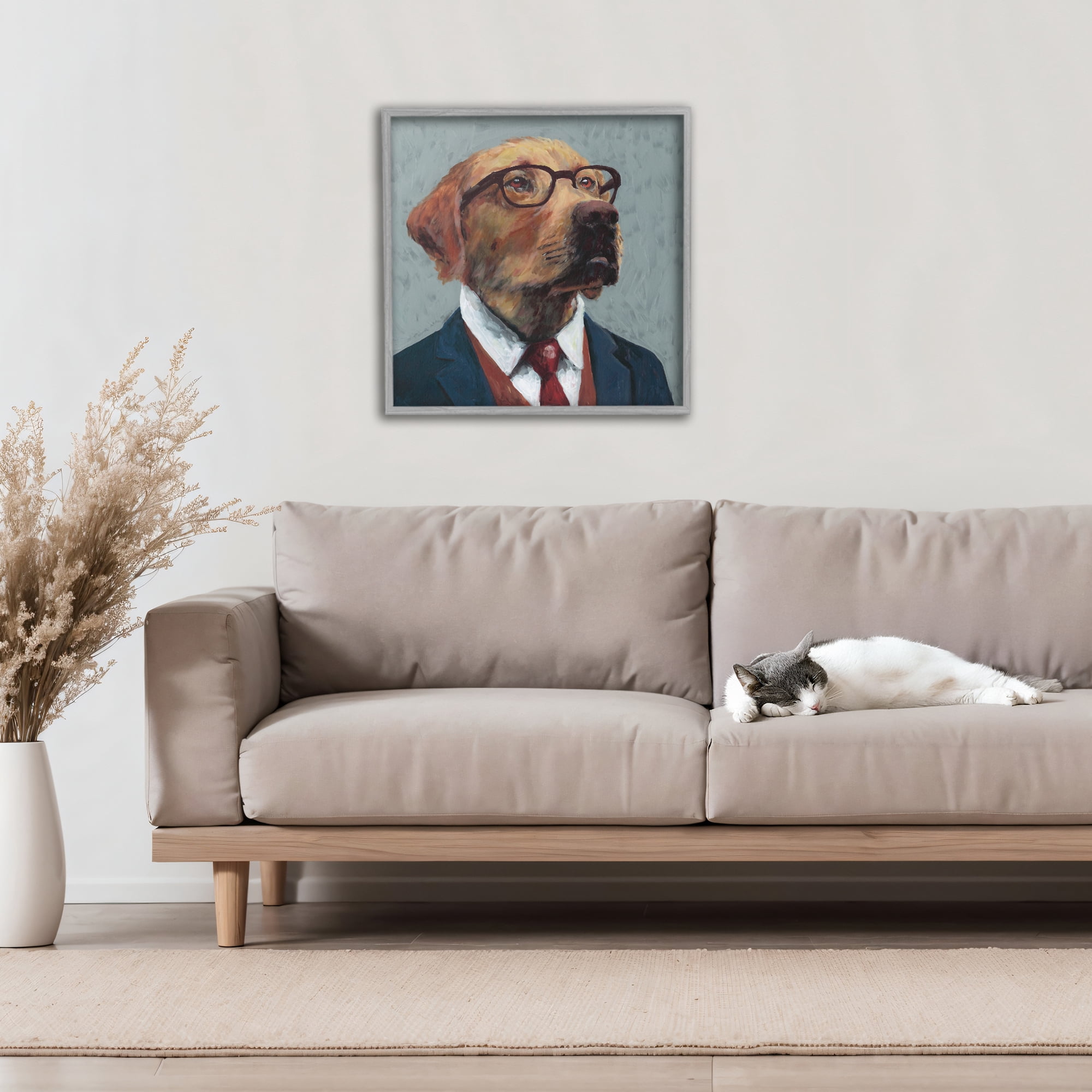 Stupell Industries Bark Kent Portrait Gray Framed Giclee Art, design by Studio Bautista