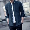 thumbnail image 4 of Camisa vaquera de corte ajustado y manga larga de verano para hombre, estilo coreano, de moda, que suaviza tu silueta, camisa informal de negocios a la moda, 4 of 4