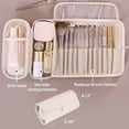 thumbnail image 2 of Youersen Leather Makeup Brush Case, Professional Makeup Organizer Roll Bag for Travel, White, 2 of 6