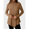 thumbnail image 3 of Posijego Women's Mock Turtleneck Sweater Long Sleeve Shirts Tunic Tops to Wear Leggings High Low Hem, 3 of 6