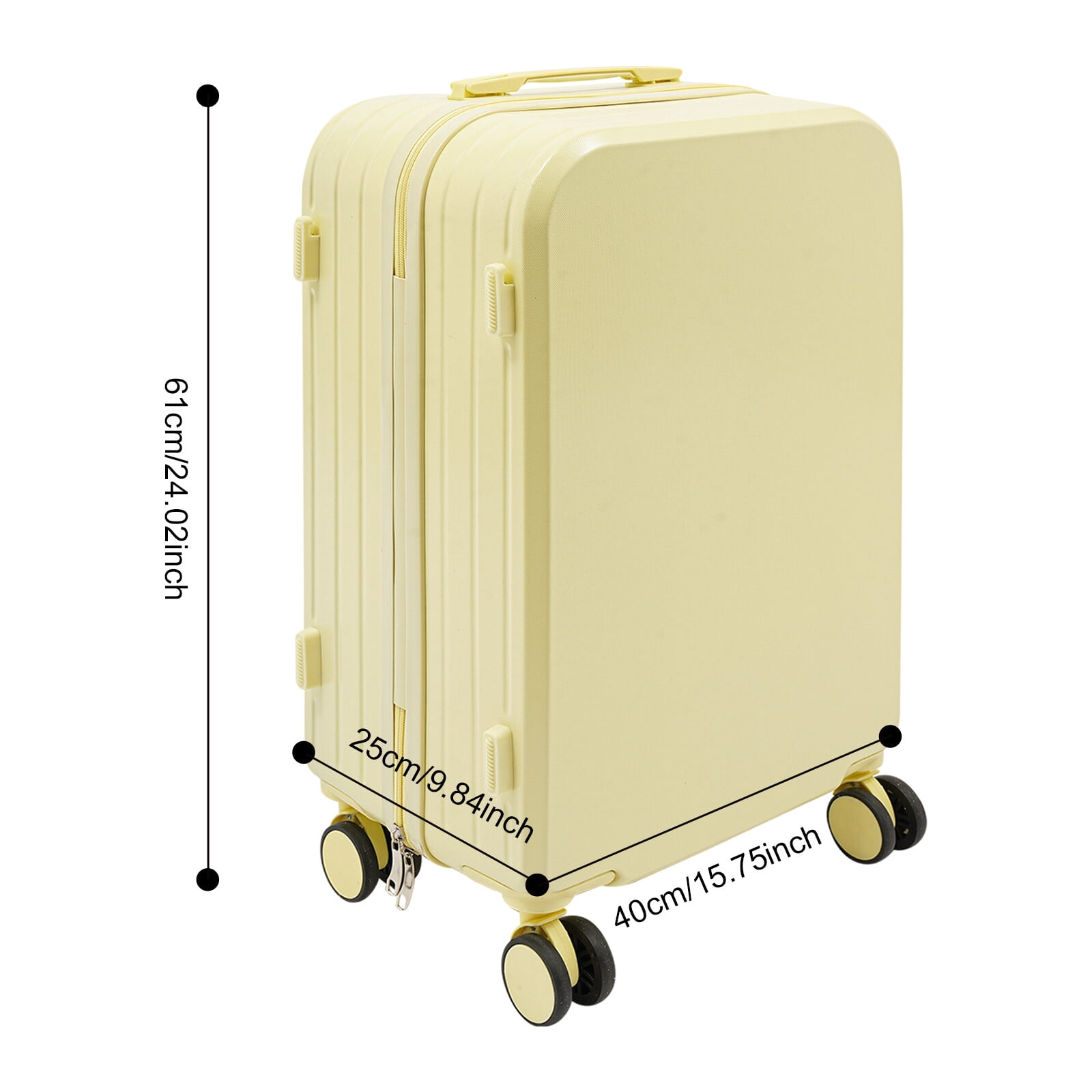 Light Yellow 24 inch Carry On Luggage, Checked Luggage with Cup Holder & Spinner Wheels Carry On Suitcase Airline Approved with USB Interface Lightweight Travel Luggage Suitcase
