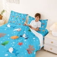 thumbnail image 3 of Feelyou Cartoon Ocean Shark Bed Sheets for Boys Girls, Cute Coral Starfish Wildlife King Sheets, Blue, 4 Pieces, 3 of 5