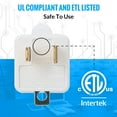 thumbnail image 3 of Maximm 2 Prong to 3 Prong Adapter, 2 Pack Turn Any 2 Prong Outlet into A 3 Prong Outlet with Outlet Adapter Converter, White, ETL Listed, 3 of 4