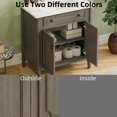 thumbnail image 4 of 31 inch Vintage Bathroom Vanity with Sink, Rustic Bathroom Cabinet with Soft Close Doors and Adjustable Shelf, Curved Profile Design with Rubber Wood Legs, Antique Gray, 4 of 9