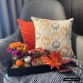 thumbnail image 4 of Pumpkin, Fall décor Throw Pillow covers Orange 22"x22" (55x55 cm) Woven Jacquard Pumpkins, Fall Pillows Pillow Case, Floral Contemporary Style - Spiced Pumpkin, 4 of 10