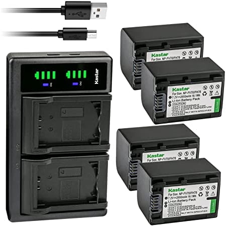 Kastar 4-Pack Battery and LTD2 USB Charger Replacement for Sony DCR-HC96 DCR-SR10 DCR-SR11 DCR-SR12 DCR-SR100 DCR-SR190 DCR-SR200 DCR-SR210 DCR-SR220 DCR-SR290 DCR-SR30 DCR-SR300 DCR-SR32