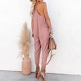 thumbnail image 5 of Henpk Jumpsuits For Women Dressy Plus Size Clearance Summer Womens Jumpsuits And Rompers Womens Fashion Summer Solid Pocket Casual Sleeveless Suspender Jumpsuit Pink M, 5 of 9