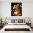 thumbnail image 4 of Mudket Floral Leopard Canvas Wall Art, Leopard with Orange Flowers Print Trendy Wall Decor Framed Ready to Hang for Living Room - 12"L x 8"W, 4 of 10
