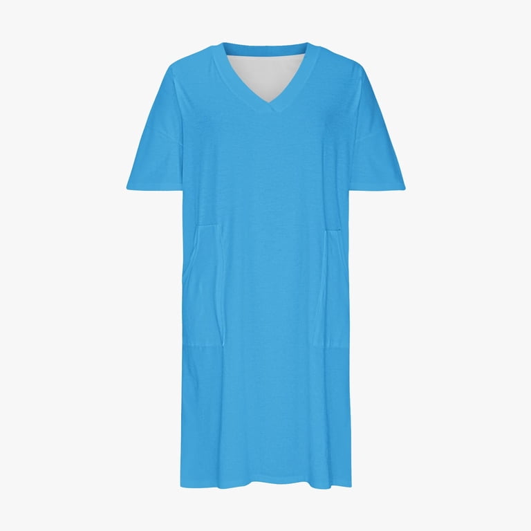 blue oversized t shirt dress YeGine Oversize Tshirt Dress Plus Size Short Sleeve Maxi Dress with Pockets Dark Blue XL at Amazon Women's Clothing store