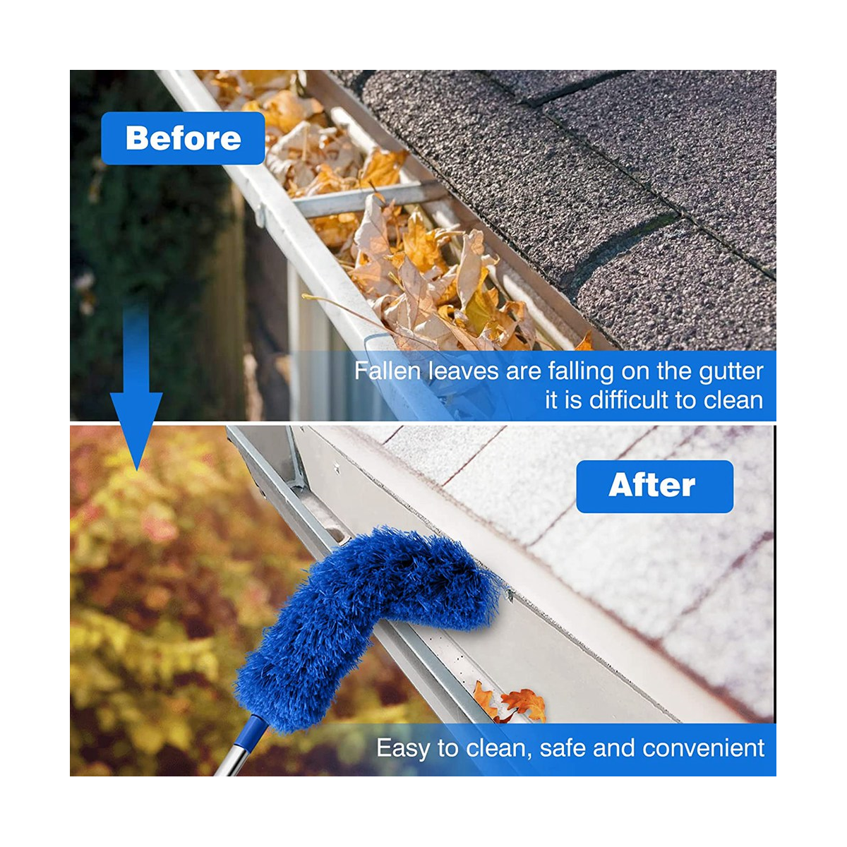 Brosse Télescopique Pour Gouttières LOVIVER - Perche Réglable 45 à 220 Cm, Tête Inclinable - Nettoyage Sans échelle