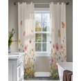 thumbnail image 4 of Watercolor Flowers Sheer Curtains 63 Inch Length 2 Panels Set for Living Room/Bedroom, Spring Daisy Floral Butterflly Beige Kitchen Curtains Grommet Semi-Sheer Curtains Window Treatments 42"x63"x2, 4 of 7