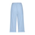 thumbnail image 7 of Karight Women's Linen Wide Leg Capri Pants Beach High Waisted Drawstring Casual Loose Capris Pants with Pockets, 7 of 7