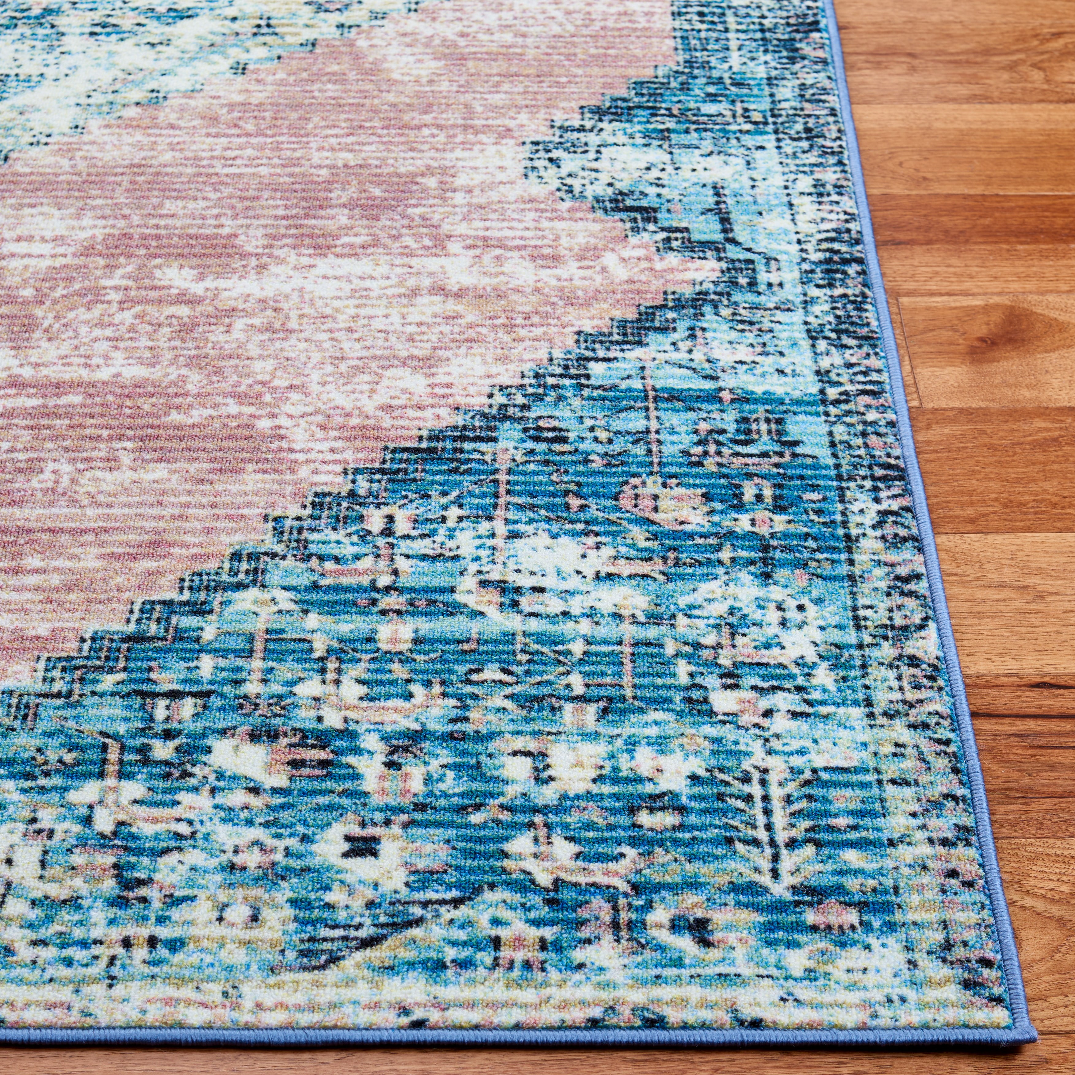 SAFAVIEH Journey Creighton Floral Distressed Area Rug, Blue/Pink, 7'9" x 10'