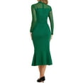 thumbnail image 3 of INSPIRE CHIC Vestido de Mujer Cuerpo Sirena Bodycon Cuello Mock Malla Transparente de Manga Larga M Verde, 3 of 6