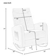 thumbnail image 2 of Patio Rocking Accent Chair, Tufted Upholstered Velvet Wingback Rocking Recliner Sofa Chair for Porch Living Room Bedroom, Gray 40x26x37inch, 2 of 7