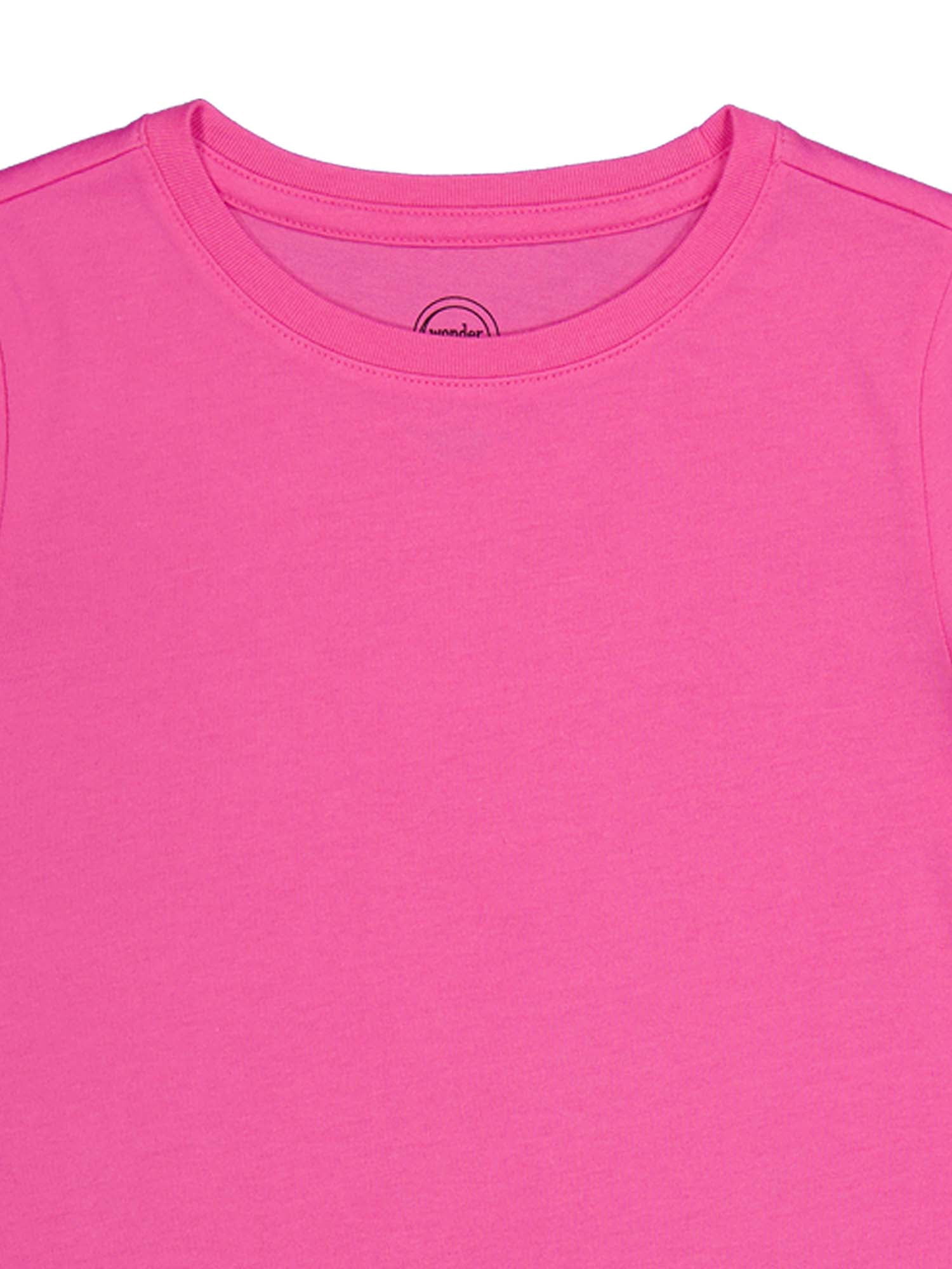 Wonder Nation Girls Kid Tough Tee with Short Sleeves, Sizes 4-18 & Plus