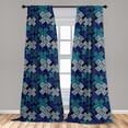 thumbnail image 5 of Ambesonne Bohemian Curtains, Ethnic Geometric Lines Art, Pair of 28"x95", Sea Blue and Dark Seafoam, 5 of 5