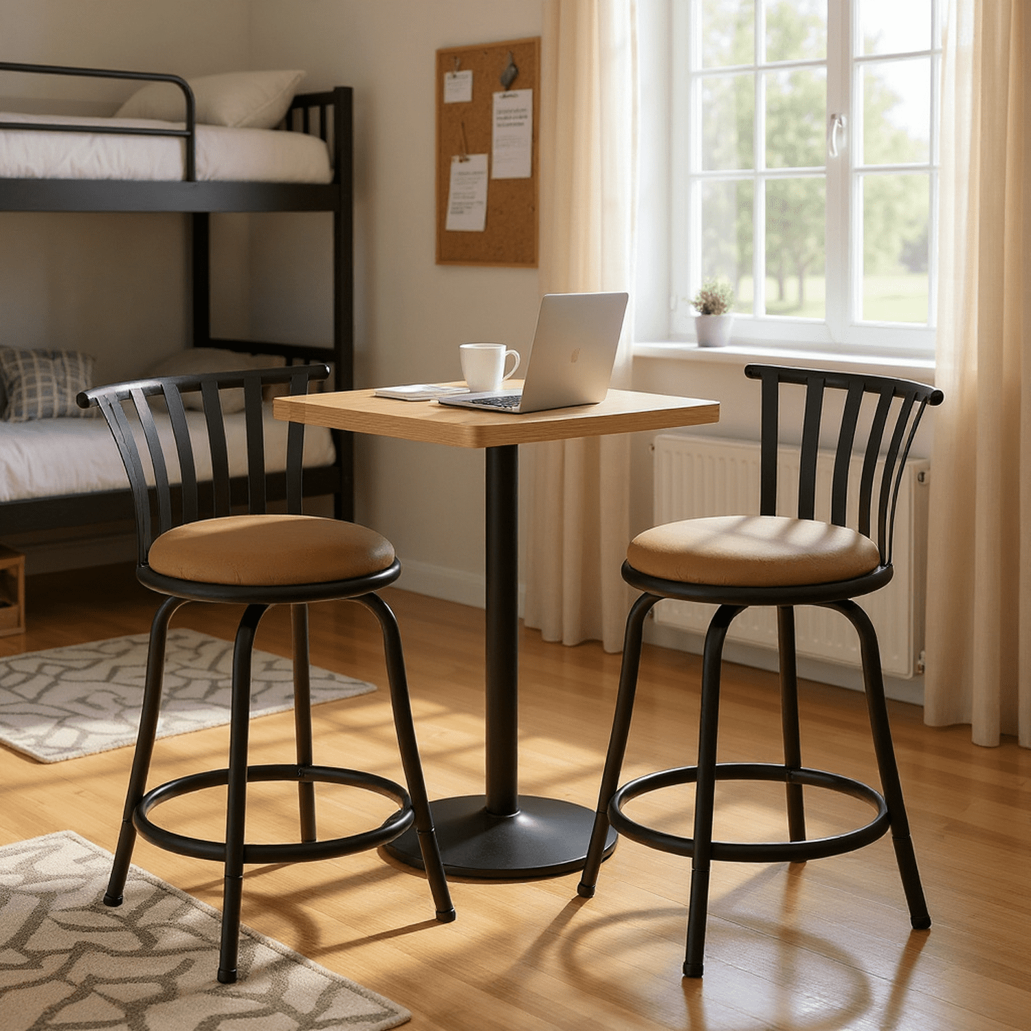 Ensemble de 2 tabourets de bar pivotants à 360° Homy Casa, siège en similicuir et structure en fer