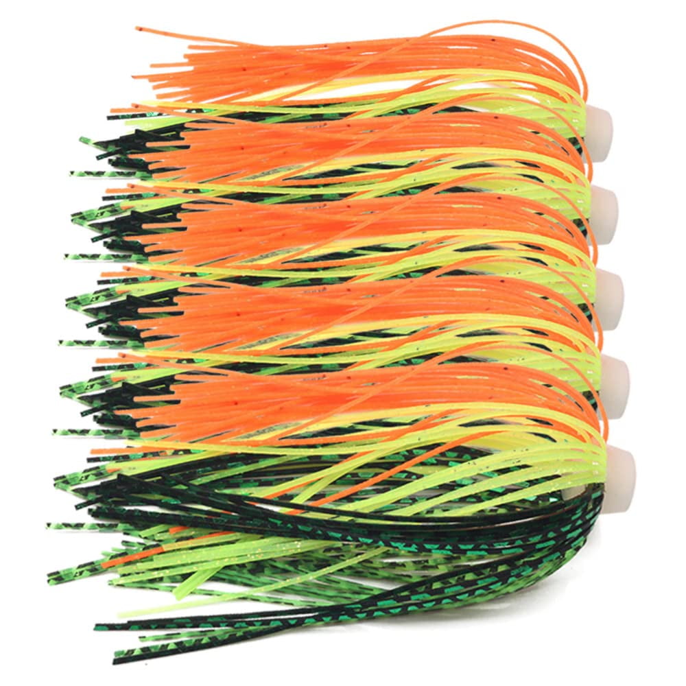 5 Pack Fishing Jigs,DIY Jig Skirts,Silicone Fishing Jig Lures,88 Strands 64mm, Fishing