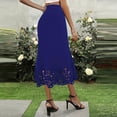 thumbnail image 5 of ClodeEU Women's High Waisted Mermaid Hem Skirt with Cutout ,Slim Fit Elegant Ankle Length Skirt Dark Blue,Womens Plus XXL, 5 of 6