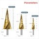 thumbnail image 4 of Juego de brocas escalonadas, 3 brocas de titanio, métricas, de 4 mm a 32 mm, brocas cónicas para metal, madera y PVC., 4 of 4