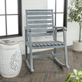 thumbnail image 4 of Carey Modern Slat-Back 300-Lbs Support Acacia Wood Patio Outdoor Rocking Chair, Gray, 4 of 8