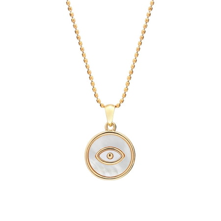JUPITER Evil Eye Pendant Necklace, 14K Gold Plated Natural Mother Of Pearl Evil Eye Pendant Necklace for Women, Evil Eye Necklace for Valentine's Day, Mother's Day, Birthday Jewelry Gifts