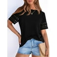 thumbnail image 4 of PRETTYGARDEN Summer Tops for Women Lace Short Sleeve T-Shirts Casual Blouses Spring Fashion Clothes Vacation Outfits, 4 of 8