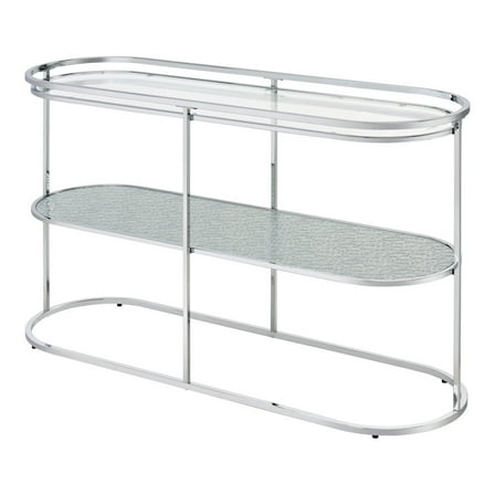 Furniture of America Ludington Metal 1-Shelf Sofa Table in Chrome