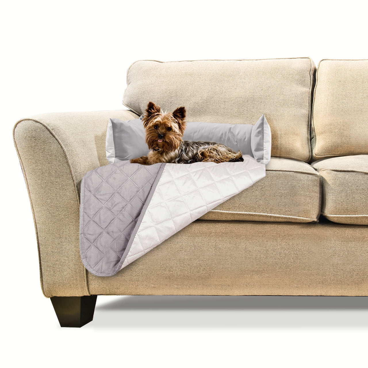 Photo 1 of FurHaven Pet Furniture Cover Sofa Buddy Reversible Furniture Cover Protector Pet Bed for Dogs Cats, Gray/Mist, Small