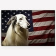 thumbnail image 2 of Borzoi Dog American Flag Canvas Poster Wall Art Dog Pictures for Wall Decor Red White Blue Flag of USA Patriotic Painting Print for Living Room Bedroom Office, 2 of 5