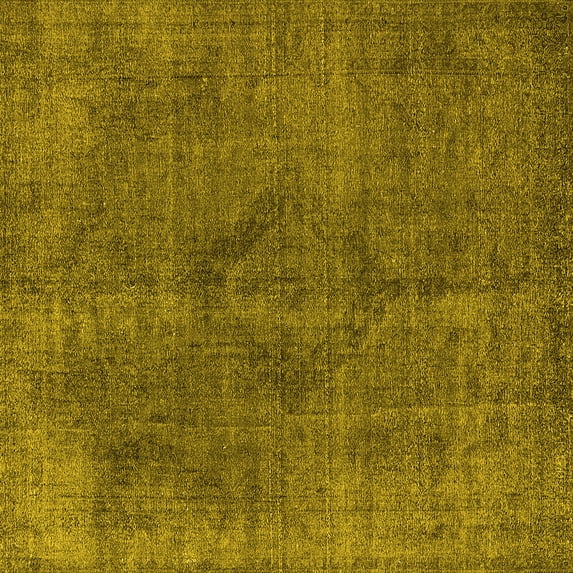 Ahgly Company Machine Washable Indoor Square Oriental Yellow Industrial Area Rugs, 4' Square