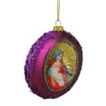 thumbnail image 3 of 4" Mary and Baby Jesus Sequin Religious Christmas Glass Disc Ornament, 3 of 5