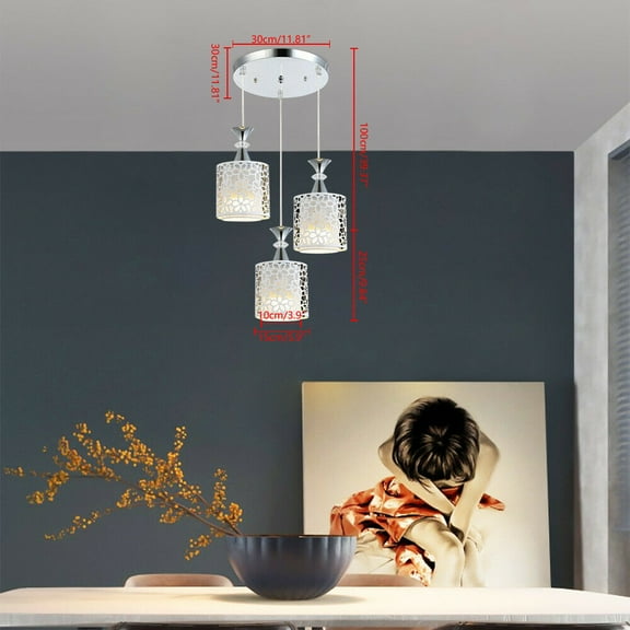 Modern Petal Ceiling 3 LED Light Pendant Lamp Dining Room Chandelier Fixture Modern LED Pendant Light 3 Head Petal Chandelier Ceiling Light Pendant Lamp Fixture Dining Room E27 3 Lights-Round