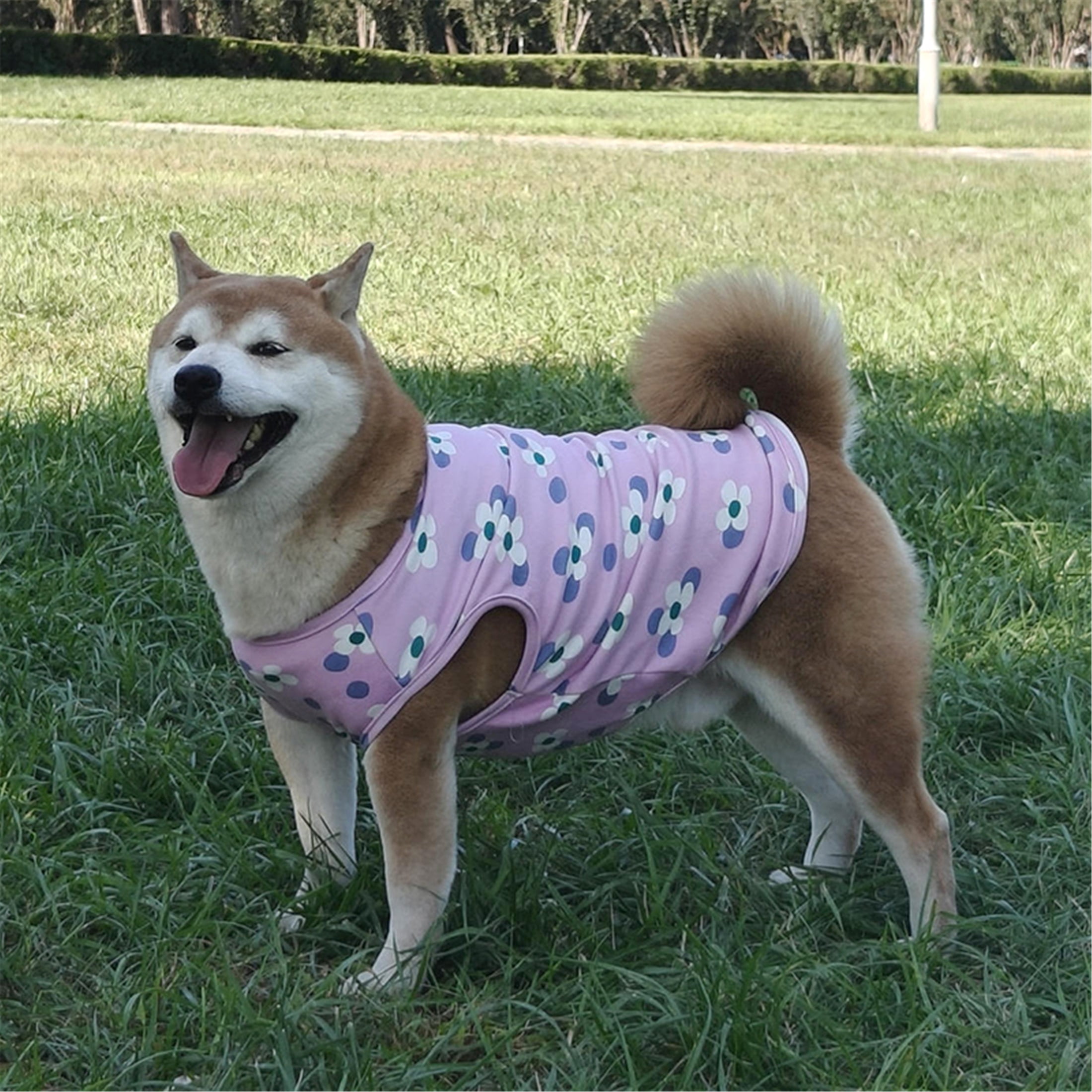 HQREA Floral Large Big Dog Vest Shirt Girl Spring Autumn Warm Fleece Sleeveless Pet Vest Clothes Samoyed Undershirt Corgi Outfits