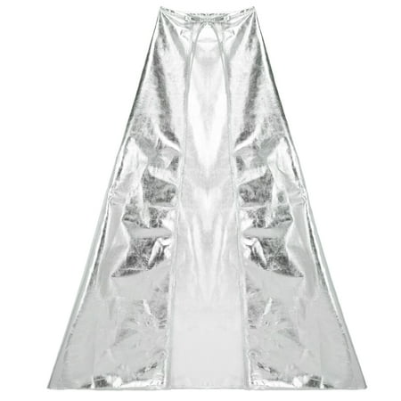 Seasonstrading Shiny Metallic Silver Cape - Superhero Magician Queen Princess Costume Party