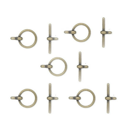 Gold Plated Jewelry Findings - 19 Antiqued Gold Plated Brass Jewelry Toggle Clasps 12mm Basic Findings