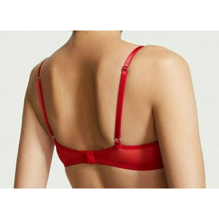 Victoria's Secret Lipstick Red Dream Angels Wicked Unlined Sheer Mesh & Bow Balconette  Bra Size 34C NWT 