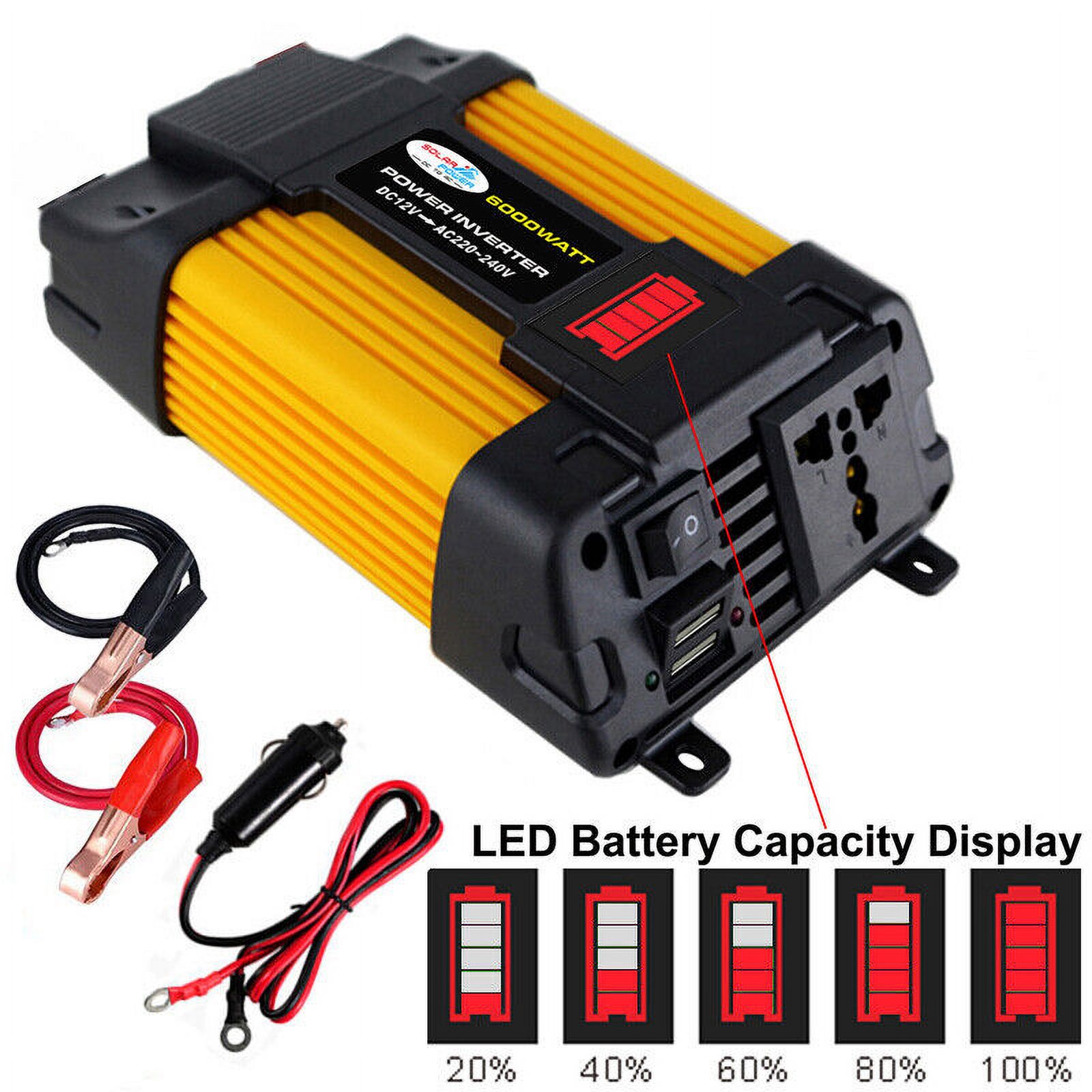 Convertidor De Corriente 6000W Para Autos Carros DC 12V a 110V AC Inversor