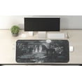 thumbnail image 2 of Gothic Computer Mouse Pad, Full Moon over Medieval Building Ruins at Night Dark Scary Backdrop Middle Ages Image, Rectangle Non-Slip Rubber Mousepad X-Large, 35" x 15", Blue Grey, by Ambesonne, 2 of 2