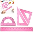 thumbnail image 2 of 4 Pcs Geometry Measuring Set, Plastic Ruler Math Set Includes Protractor,Triangle Square Ruler,Straight Measuring Ruler, Math Drafting Rulers, Triangular Ruler Kit, Drafting Measuring Tool, 2 of 8