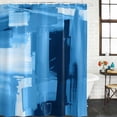 thumbnail image 2 of Dark Blue Graffiti Bathroom Shower Curtains with Hooks, Abstract Ombre Distressed Painting Texture Waterproof Fabric Washable Shower Curtain for Home Hotel Bathtub Decor 36x72 Inch, 2 of 9